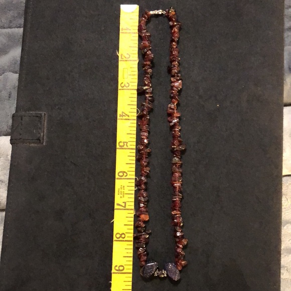 VTG Garnet /Blue Gold Stone 925 Sterling Silver Clasp Necklace. New Condition. - Picture 13 of 15